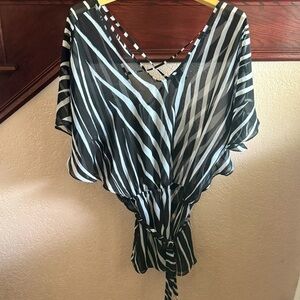White House Black Market Women’s Size Medium Zebra Sheer Swimsuit Beach Coverup